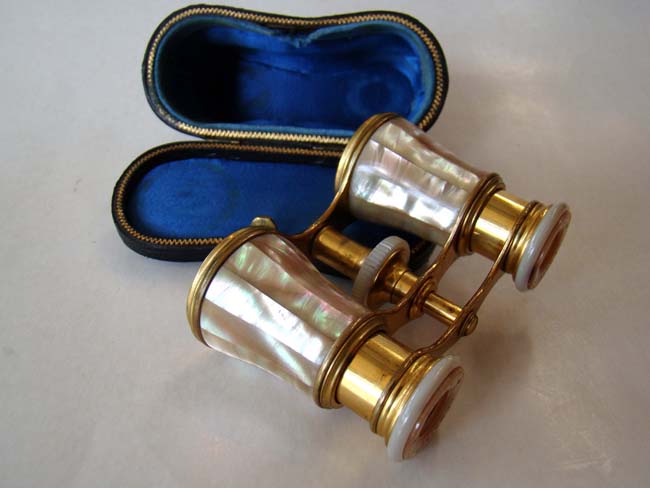 A fabulous pair of mother-of-pearl mounted French opera glasses by LeMaire of Paris circa 1890